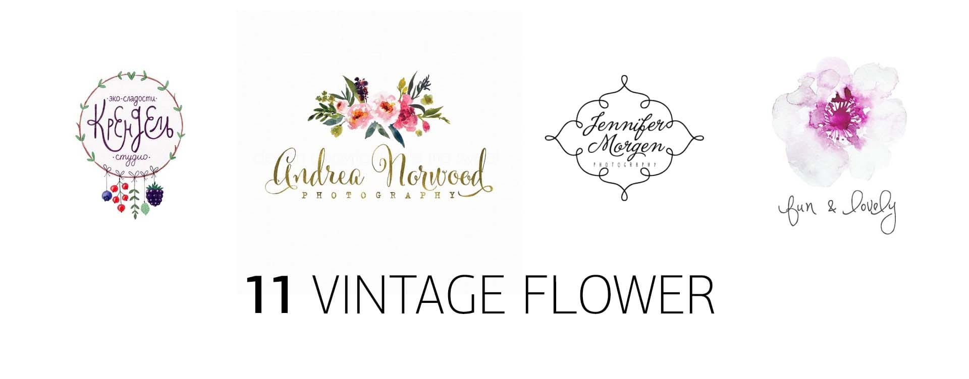 винтажный, цветочный стиль логотипа, vintage, floral logo style