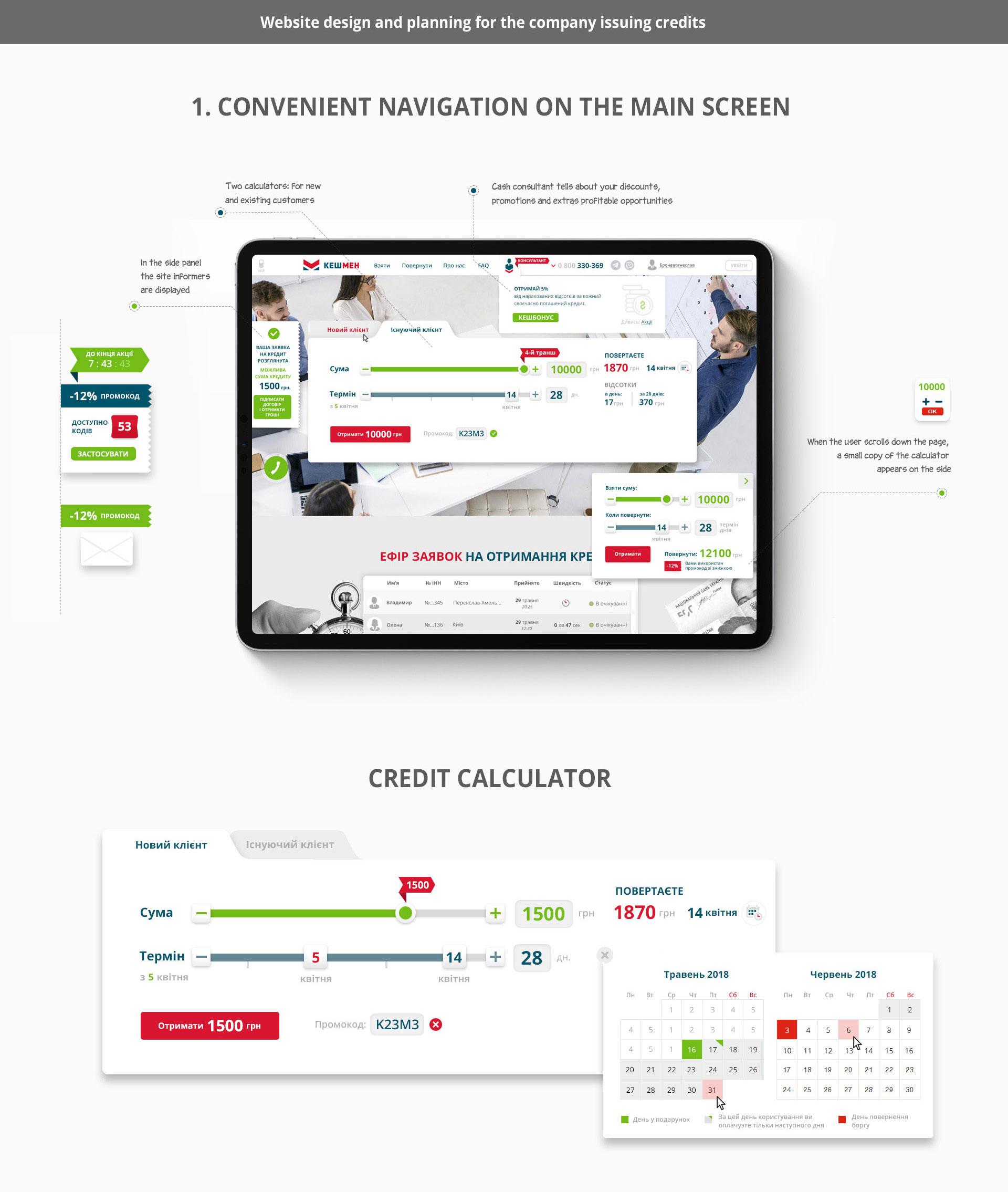 Site for credit company