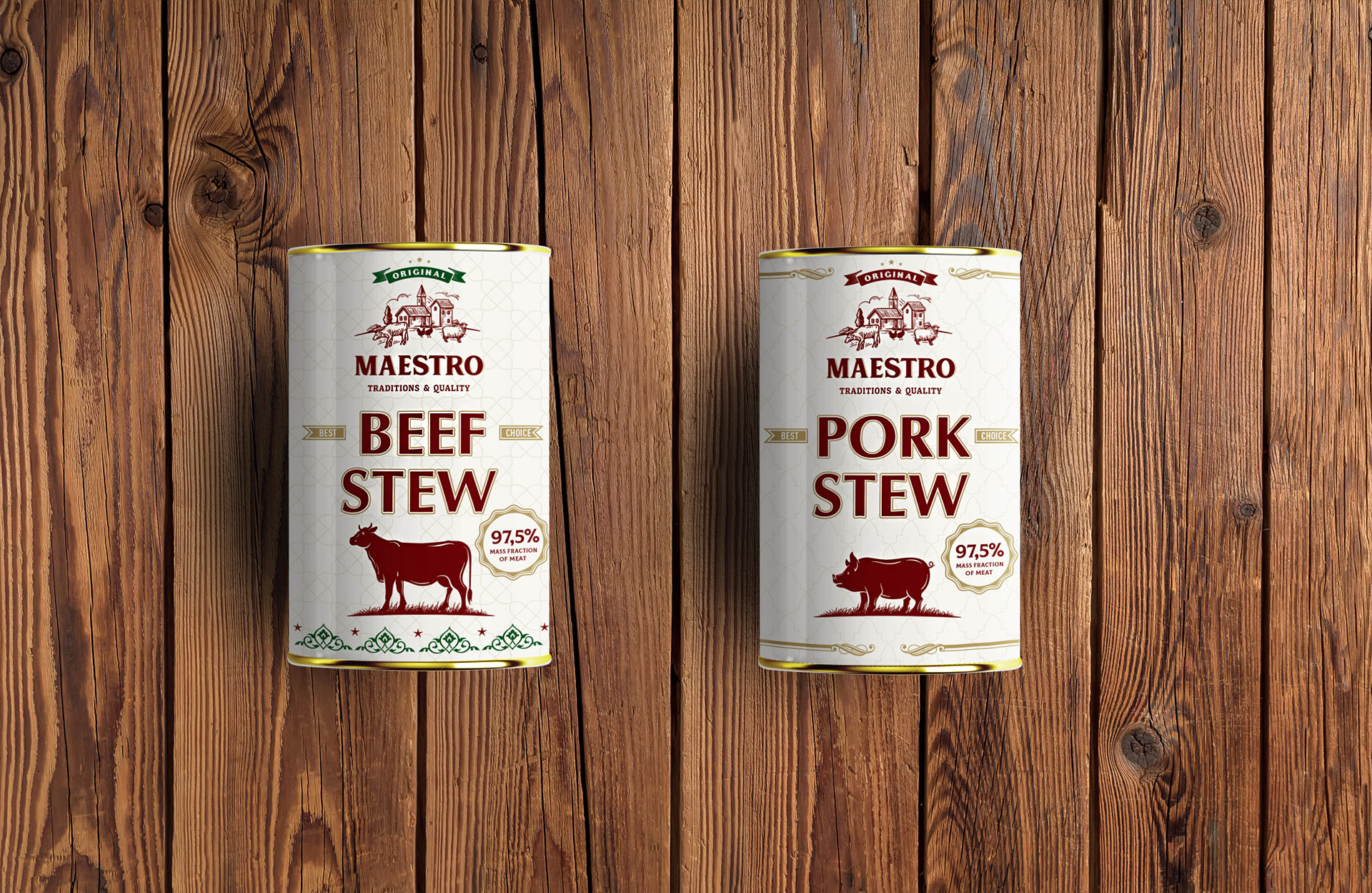 beef stew and pork stew design packaging